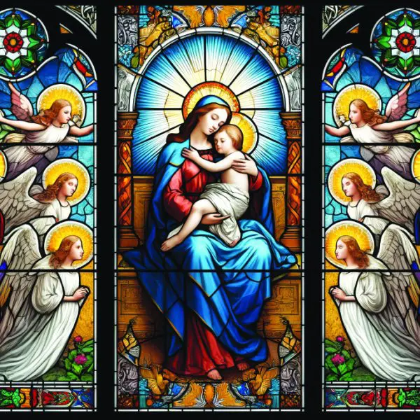 Christmas Cards - Stained Glass Madonna